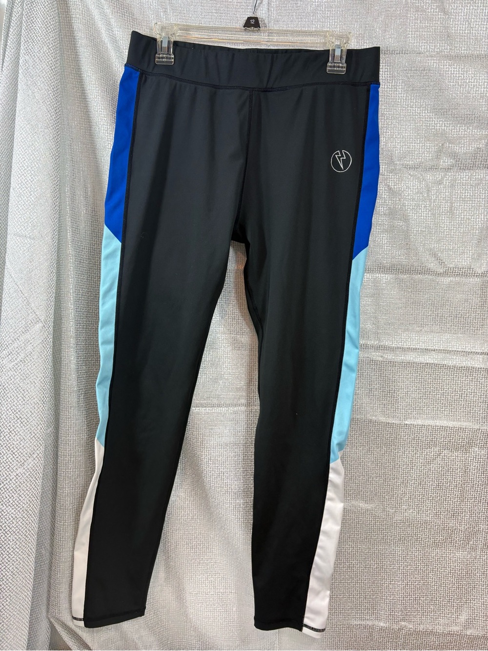 Kapow Men’s Colorblock Athletic Leggings - Black with Blue & Light Blue Panels